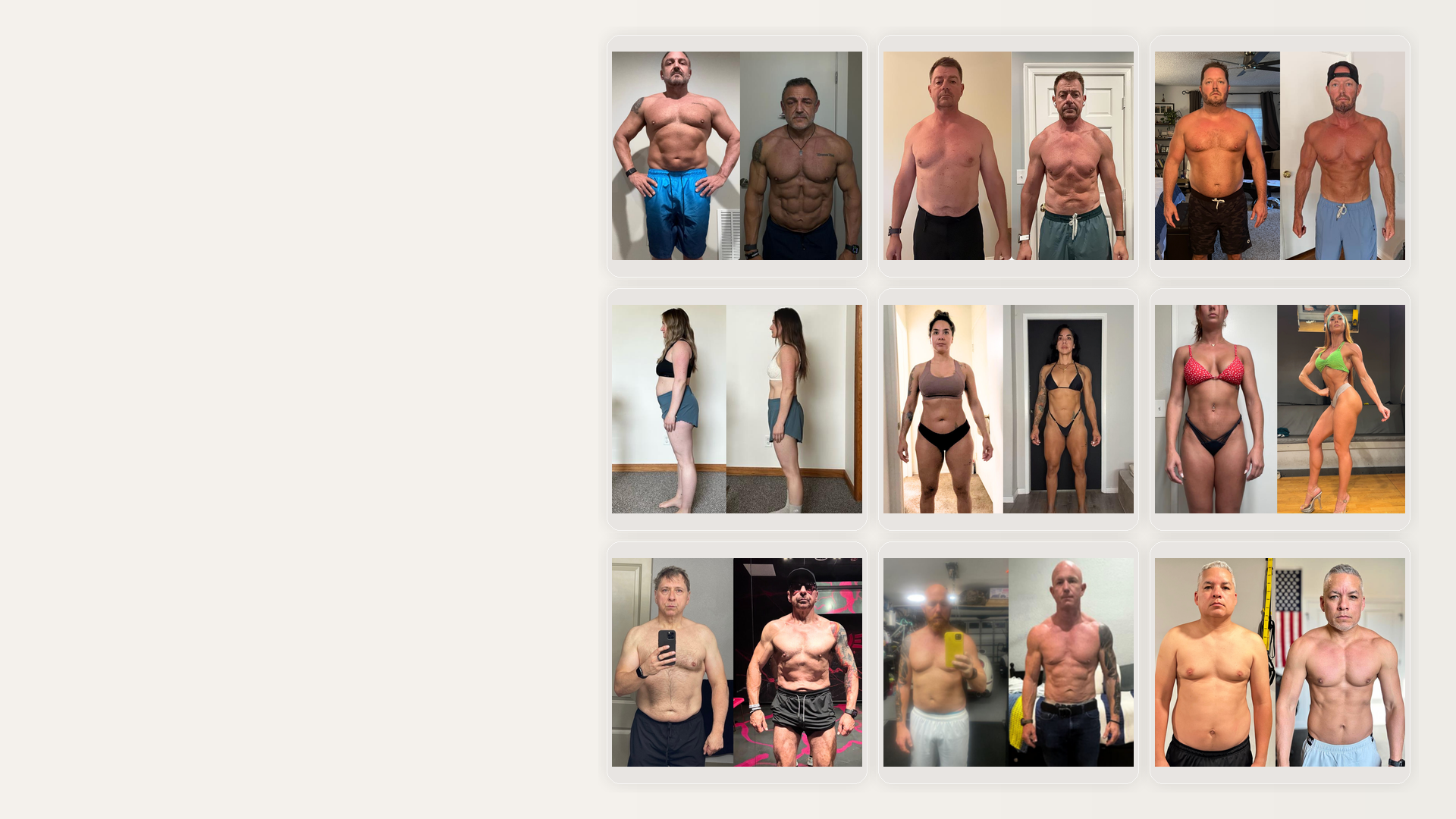 Real Catera client before and after transformations